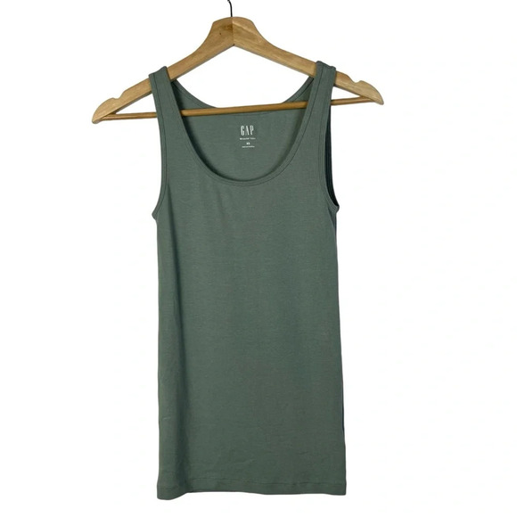 Gap Sage Green Modern Scoop Neck Fitted Tank Top XS - Picture 2 of 5